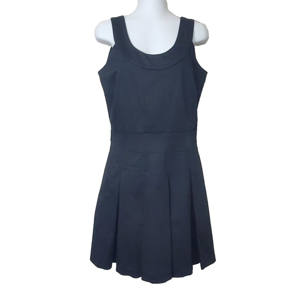 Pink Tartan Dress Womens 6 Black Fit Flare Box Pleated Sleeveless Cotton Twill